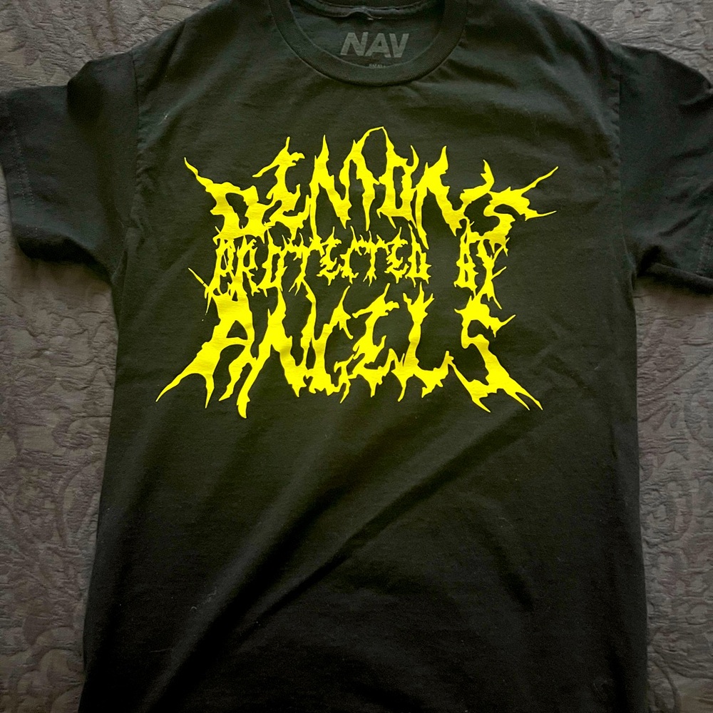 NAV x Vlone Black Tee Demons Protected By Angels